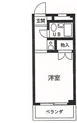 若葉コーポ 3階1Kの間取り