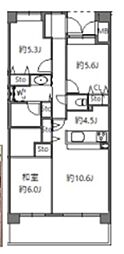 アソシエール溝の口 3LDKの間取図画像