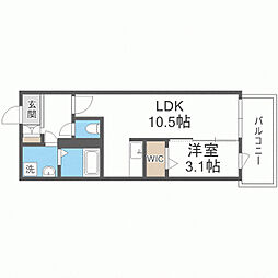 MODERNPALAZZO天神北2 1LDKの間取図画像