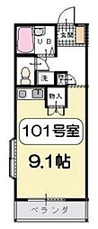 メゾネットアウル ワンルームの間取図画像