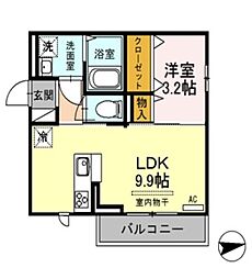 セレッソ城北 1LDKの間取図画像