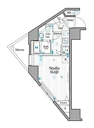 ガーラ・シティ王子 8階1Kの間取り