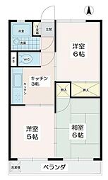 サンハイツ多摩 3階3Kの間取り