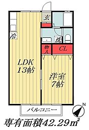 セディアメージュ浦安 1LDKの間取図画像
