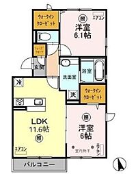 アリエス 2LDKの間取図画像