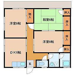 さつき荘 1階3DKの間取り