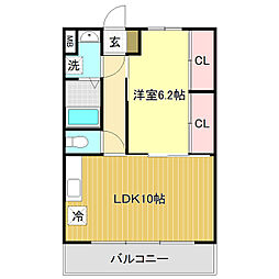 マリベール天龍 1LDKの間取図画像