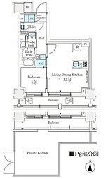 J.GRANCourt品川西大井EAST 1LDKの間取図画像