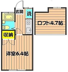 ベルフォーレ多摩2 1Kの間取図画像