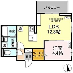 D'Bless横濱岸根公園II 1LDKの間取図画像