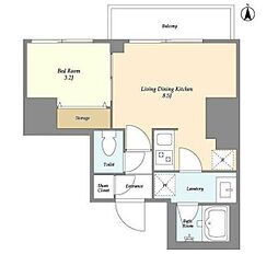 クラリティア西日暮里 5階1LDKの間取り