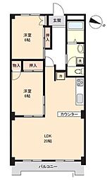 京成サンコーポ勝田台E棟 2LDKの間取図画像