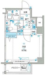 日暮里舎人ライナー 見沼代親水公園駅 徒歩1分の賃貸マンション 4階1Kの間取り