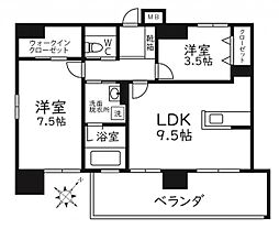モダンパラッツォ天神南リーフ 2LDKの間取図画像