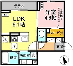 Asset-Court調布ヶ丘 305 3階1LDKの間取り