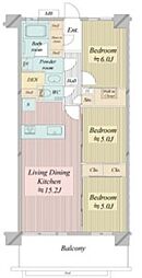 N-stage船堀 2階3LDKの間取り