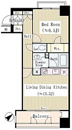 ファミールグラン銀座4丁目 11階1LDKの間取り