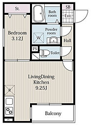 阪急千里線 下新庄駅 徒歩8分の賃貸アパート 2階1LDKの間取り