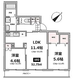 仮称メゾン・ド・ソレイユ 1階2LDKの間取り