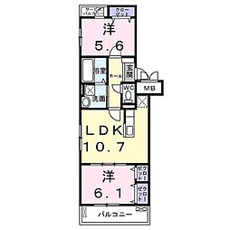 和幸館 3階2LDKの間取り