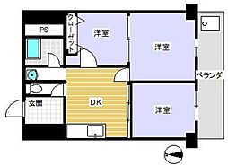 恵比寿東海マンション 7階3DKの間取り