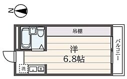 ウエスト・ウッド ワンルームの間取図画像