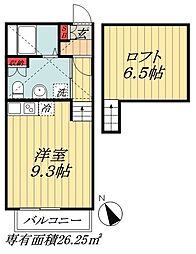 JR総武線 下総中山駅 徒歩7分の賃貸アパート 1階ワンルームの間取り