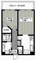 都営三田線 芝公園駅 徒歩8分の賃貸マンション 9階1LDKの間取り
