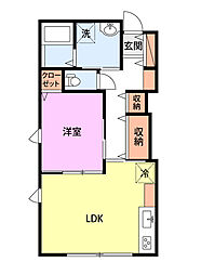 ディアウェンズ高志 1階1LDKの間取り