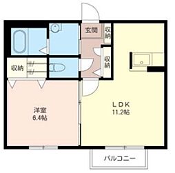 リリーガーデン二番館 1LDKの間取図画像