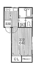エヌハウス 1階1Kの間取り