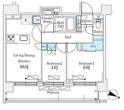 シーズンフラッツ町屋 2LDKの間取図画像