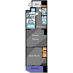 ガーラ・プレシャス三軒茶屋 4階1DKの間取り