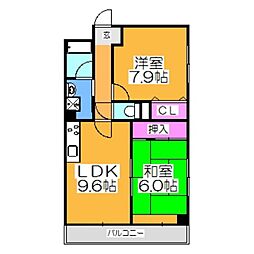 パストラルクール 6階2LDKの間取り