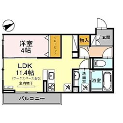 アトールテラス三条 3階1LDKの間取り