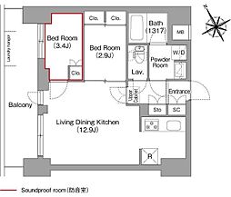 コンフォリア・リヴ平井MUTIO 6階2LDKの間取り