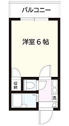 セントリバーハイム 2階1Kの間取り