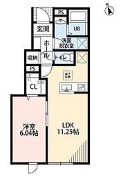 リーブルファイン杉並本天沼 1階1LDKの間取り