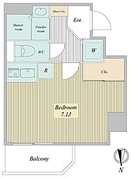 都営新宿線 住吉駅 徒歩3分の賃貸マンション 2階ワンルームの間取り