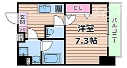 阪急千里線 千里山駅 徒歩4分の賃貸マンション 3階1Kの間取り