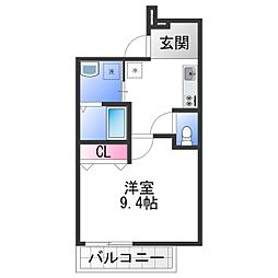 南海高野線 北野田駅 徒歩7分の賃貸アパート 2階1Kの間取り