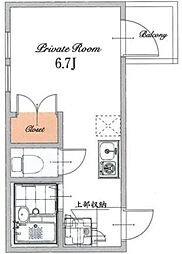 ブライトステージ南烏山 2階ワンルームの間取り