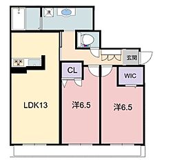 シャーメゾンRAC中沢 2LDKの間取図画像