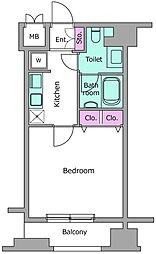 ピアネッタ汐留 12階1Kの間取り