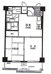 三越ゼームス坂マンション 5階2DKの間取り