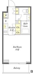 プライムメゾン清澄リバーフロント 1Kの間取図画像