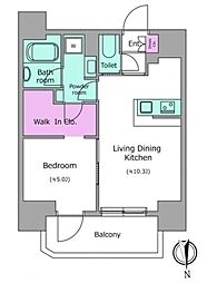 クレヴィアリグゼ北品川IIステーションコート 12階1LDKの間取り