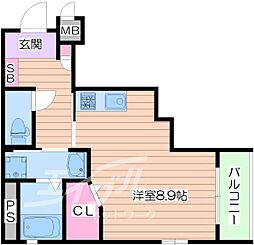 ファーレ 5階ワンルームの間取り