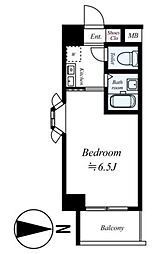 スカイコート駒場東大前 1階1Kの間取り