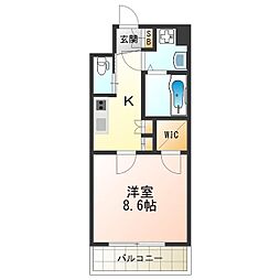 KAUNISHIRANO 1Kの間取図画像